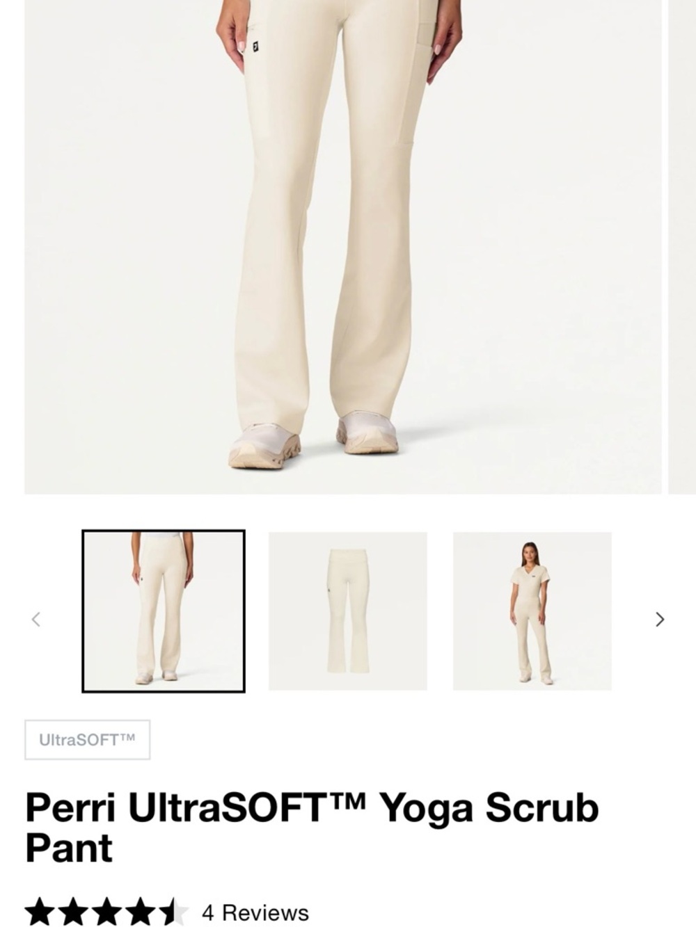 Jaanuu Boot Cut Yoga Scrub Pant - Cream